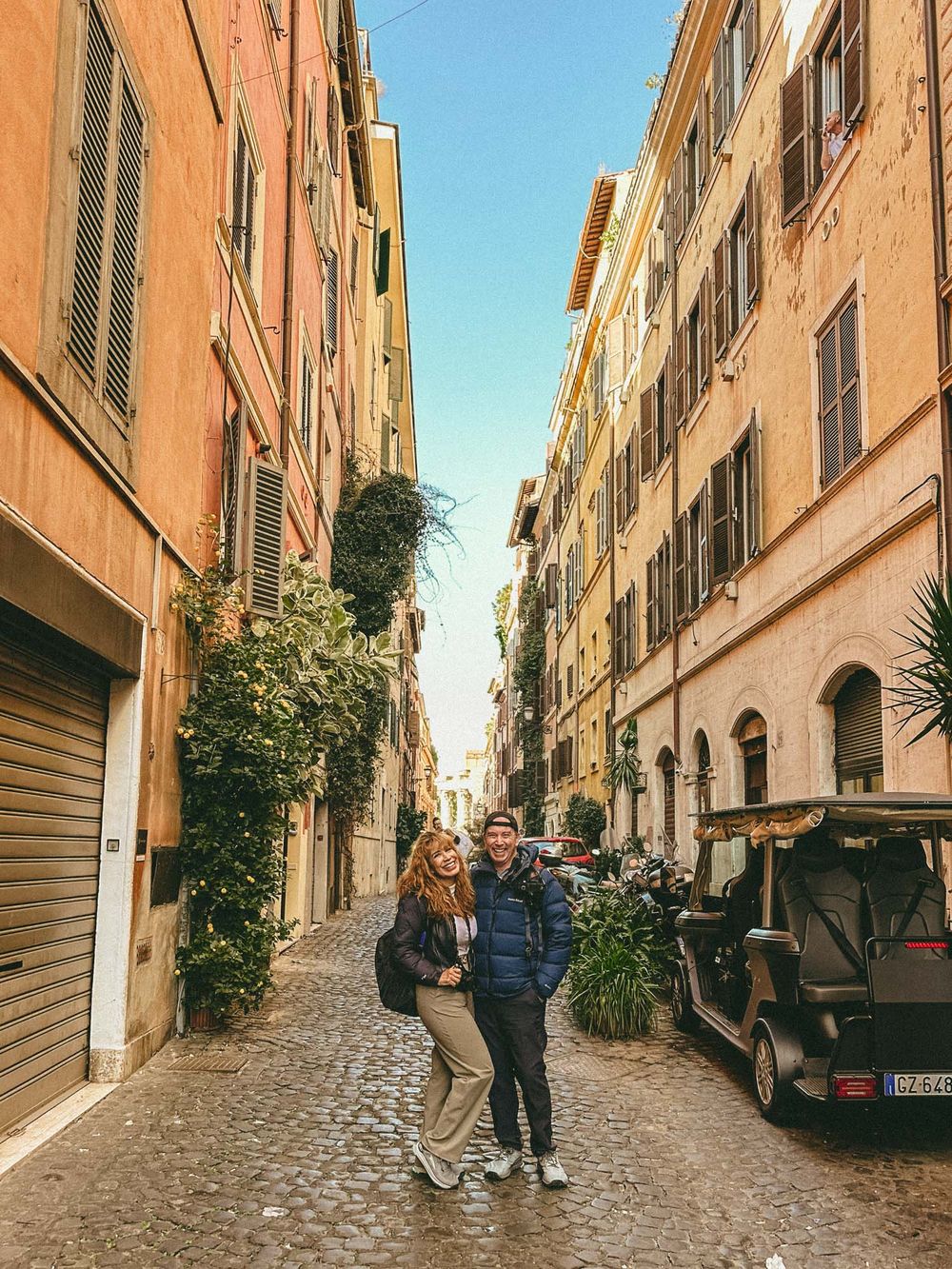 The same Rome street photograph edited with the Kodachrome 64 Period preset: muted, warm and grainy